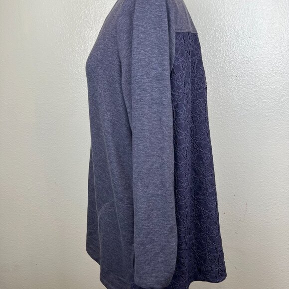 LOGO Lounge by Lori Goldstein Blue Zip Front Cardigan with Lace Back Size 1X - Picture 6 of 10